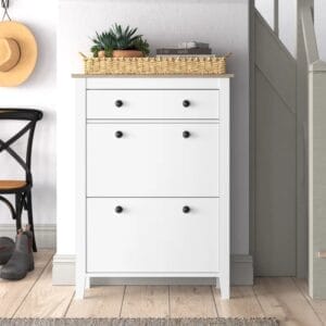 Wooden 12 Pair Flip Down Shoe Storage