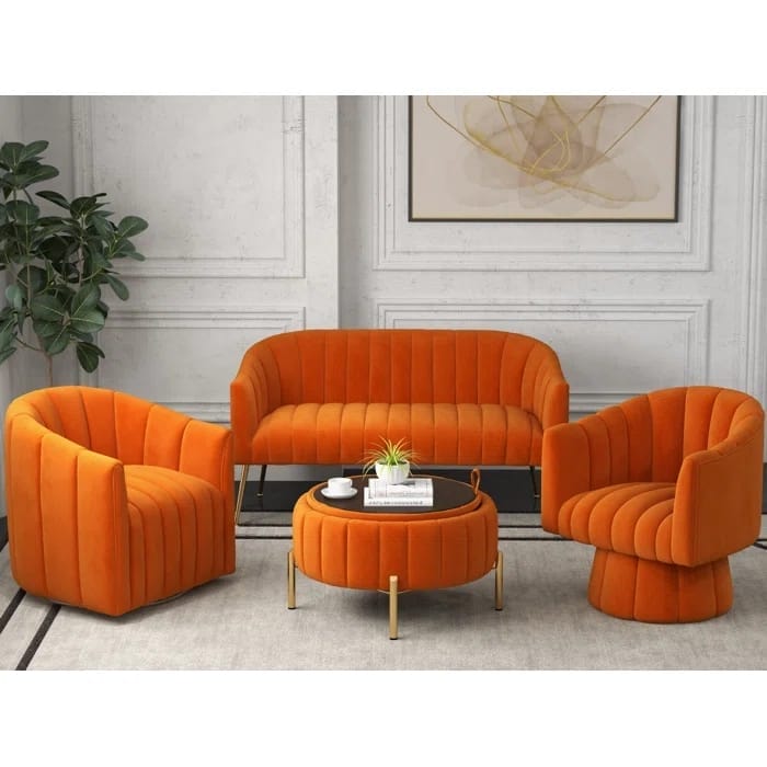 مجموعة غرفة معيشة إنجيموث المكونة من 4 قطع من المخمل