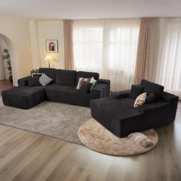 Modern Sectional Sofa With Loveseat And Chaise Lounge