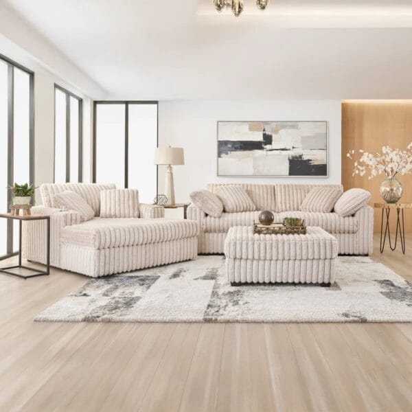 3-Piece Sofa Cuddle Chaise And Ottoman