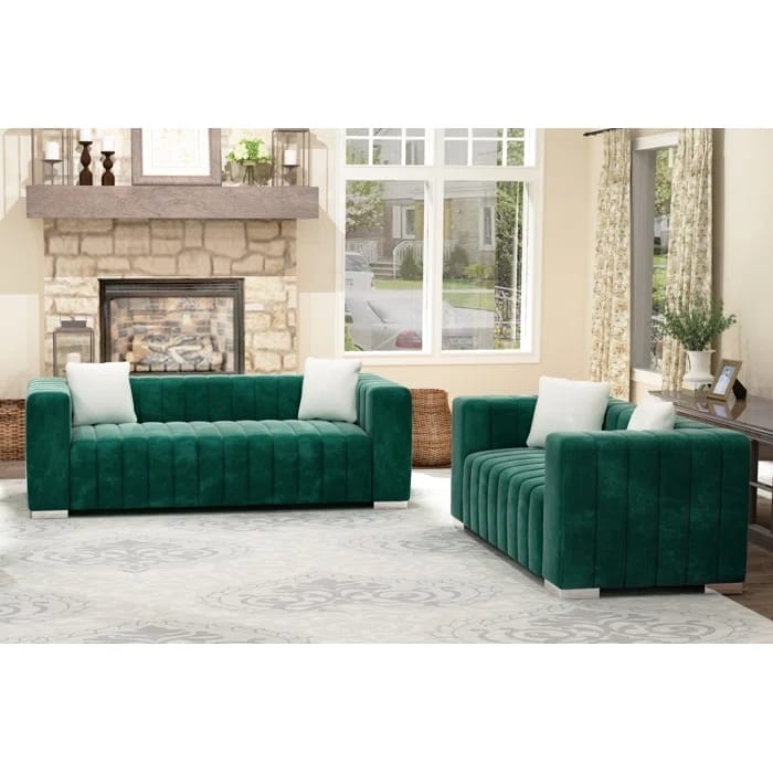 طقم غرفة معيشة من قطعتين من المخمل من Clifford