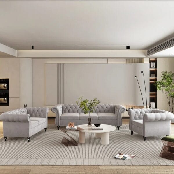 Elebash 3 - Piece Velvet Living Room Set