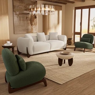 Modern Boucle Living Room Set