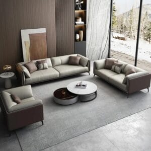 3-Piece Modern Faux Leather Sofa & Living Room Set