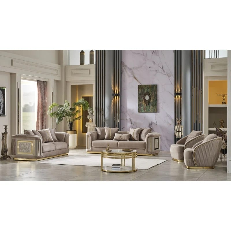 مجموعة غرفة معيشة من 4 قطع من المخمل Eude