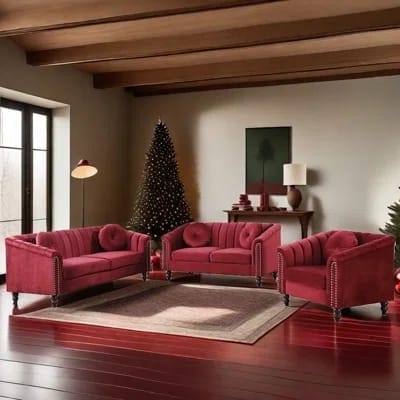 مجموعة غرفة معيشة من 3 قطع من المخمل Color