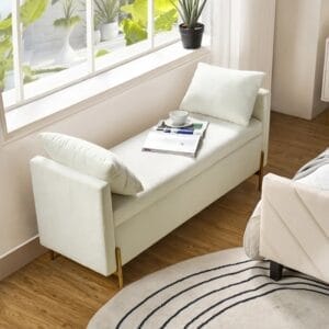 Flip Top Bench With Subdivided Storage And Toss Pillows
