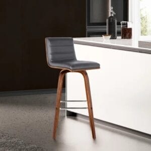 Bar Stool in Faux Leather and Wood