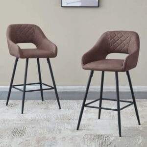 Leather Upholstered Arm Bar Stool (Set of 2)