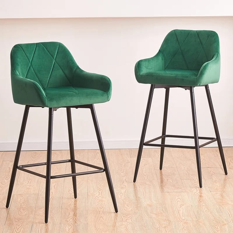 Set of 2 Bar Stools with Armrest