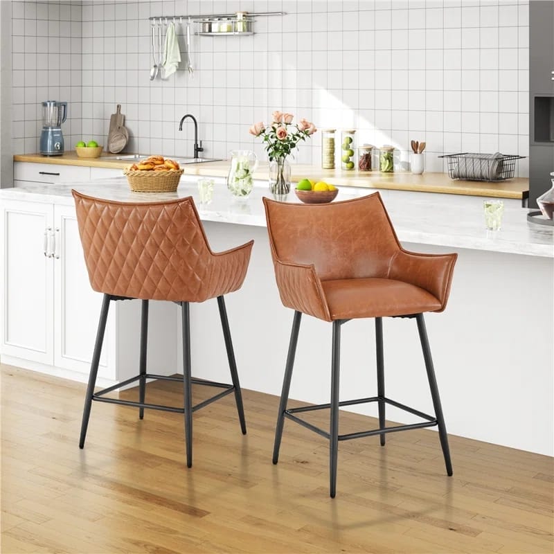 كرسي بار بإطار معدني (مجموعة من 2)