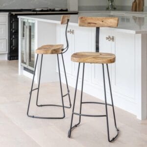 Natural Mango Wood Bar Stool - Set of 2