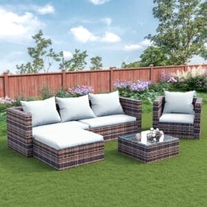 Rattan 5-Person Seating Group with Cafe Table