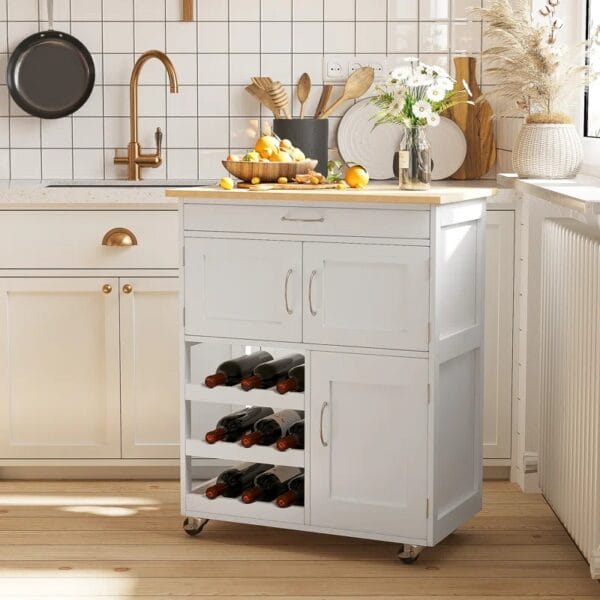 Kien Solid Wood Top Kitchen Island