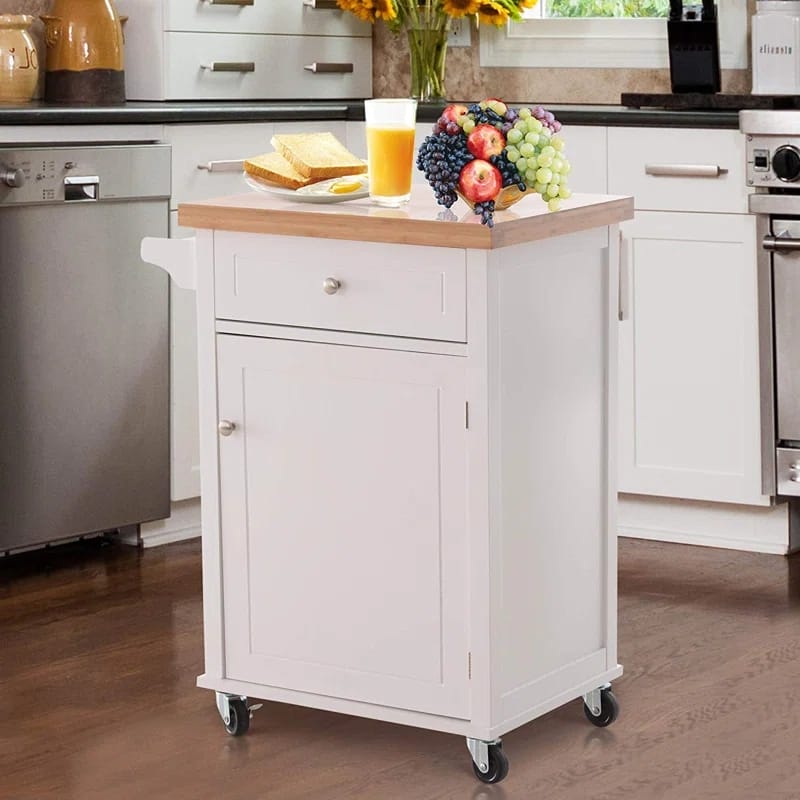 Kitchen Trolley with Bamboo Top
