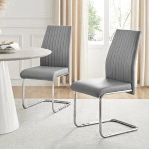 Dining Chairs with Chrome Legs Upholstered Modern Design (Set of 2)