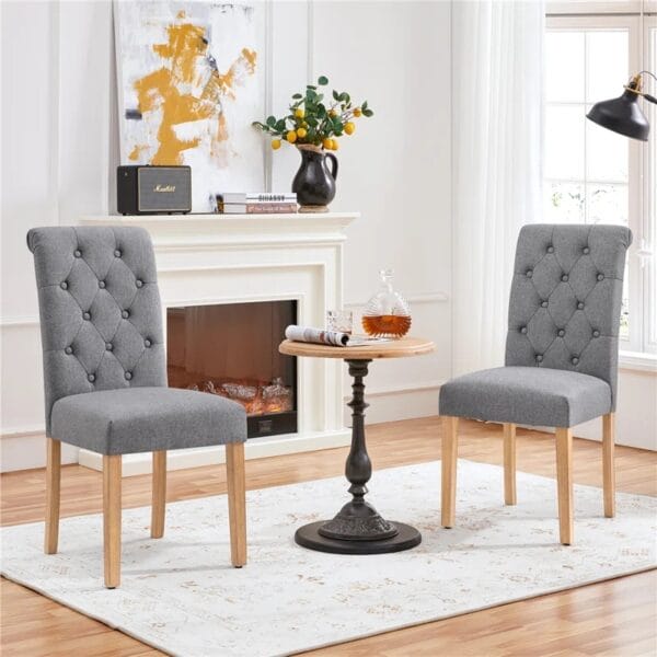 Dining Chairs With Solid Wood Legs (Set of 2)