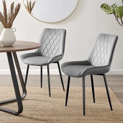Velvet Modern Dining Chairs with Tapered Metal Legs