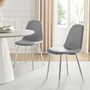 Leather Modern Dining Chairs with Metal Tapered Legs