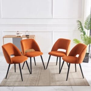 مجموعة من 4 كراسي طعام مبطنة بدون ذراعين