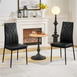 Modern High-backed Dining Chairs with Metal Legs