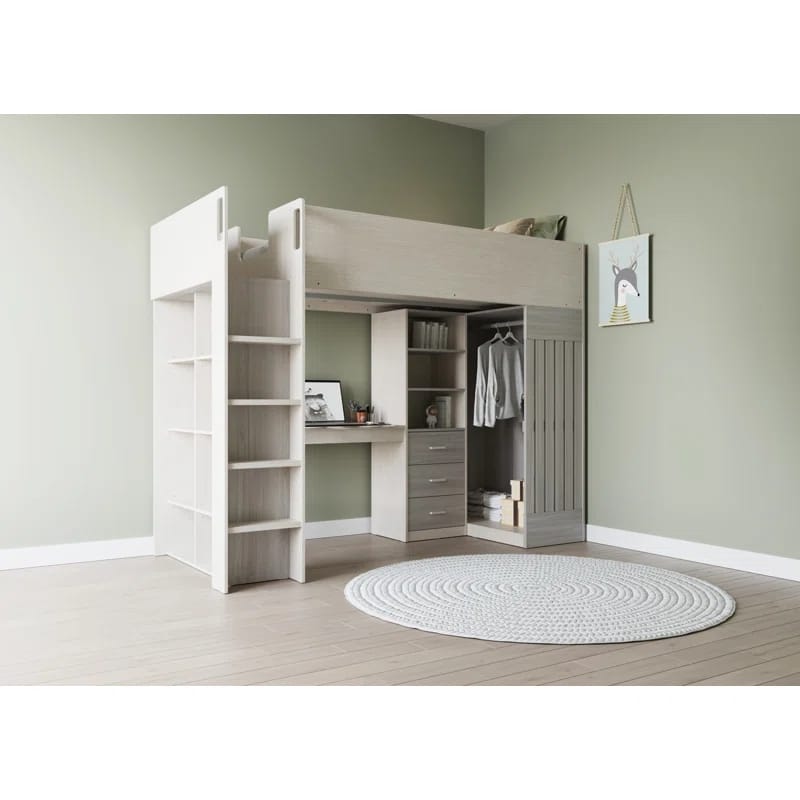 سرير مع مكتب مدمج