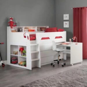 3 Drawer Bed Frames Mid Sleeper Loft Bed with Built-in-Desk