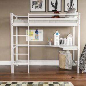 Single Bed Frames High Sleeper Loft Bed with Built-in-Desk