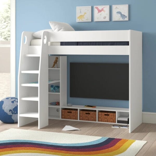 Bed Frames High Sleeper Loft Bed with Built-in-Desk