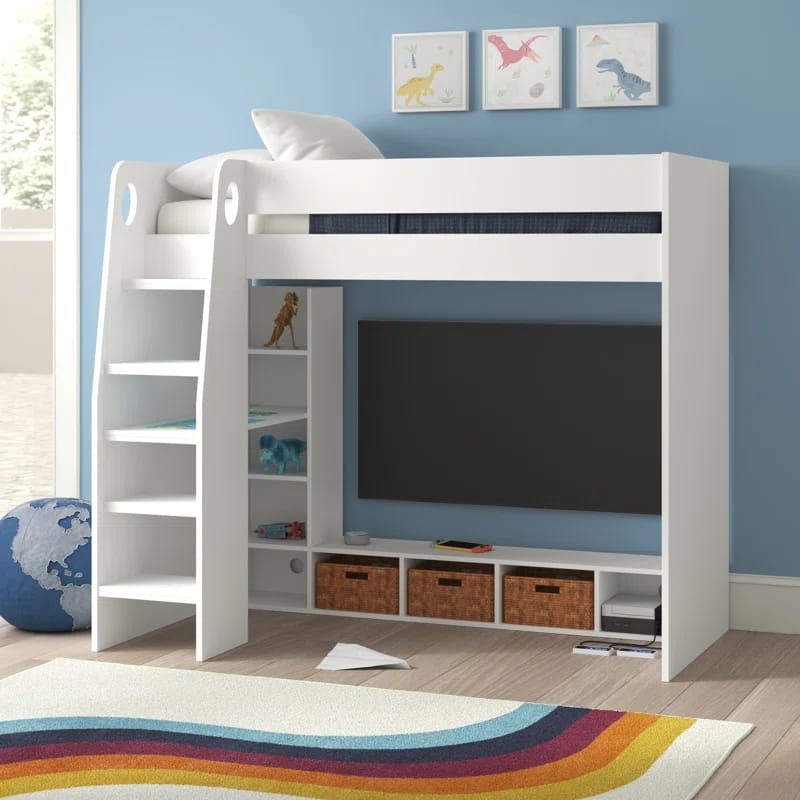 سرير مرتفع مع مكتب مدمج