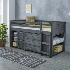 5 Drawer Cozy Mid Sleeper Loft Bed with Bookcase