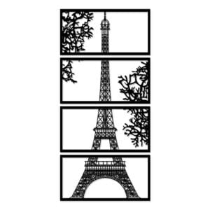 Decorative Eiffel tower wood wall Art 4 panels 60X125 cm