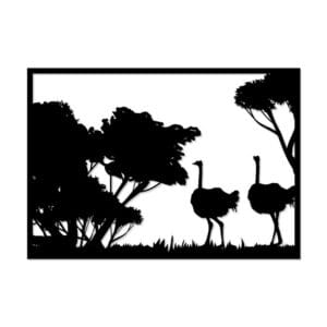 Decorative ostrich wood wall Art 60X80 cm
