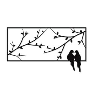Beautiful Decorative Birds wood wall  standing on frame of a window  Art 44X80 cm