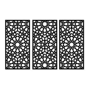 Decorative arabesque style wood wall Art 3 panels 80X130 cm