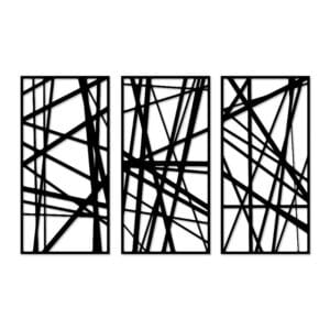 Decorative Abstract linear pattern wood wall Art 3 panels 80X130 cm