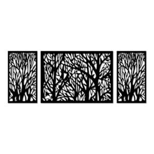 Beautiful Decorative forest trees wood wall Art 3 panels 80x225 cm