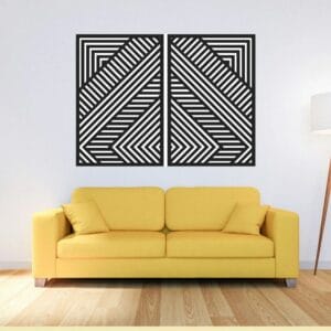 Geometric wood wall art set - Set of 2 Panel Each 80x50