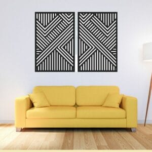 Geometric wood wall art Set of 2 Panel Each 80x50