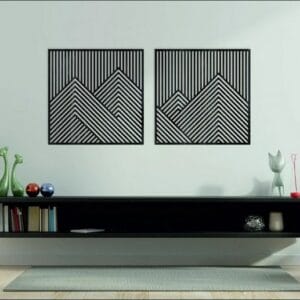 Beautiful Mountain Wood Wall Art Modern Set of 2 Panel Each 60x60