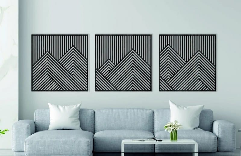 Mountain Modern Wood Wall Art Set of 23 Panel Each 60x60