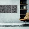 Mid Century Geometric Wood Wall Art, Set of 3 Modern Panel 80x50