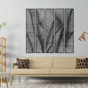 Tropical Leaves wood Wall Art - Set Of 5 Each 80x20