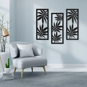 Leaf wood Wall Decoration - Set of 3 Each 80x30