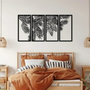 Pineapple Wood Wall Dcor - Set Of 4 Each 80x40