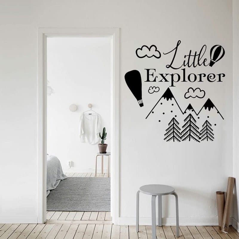 Little Explorer Sticker wall art 42x42 cm Black