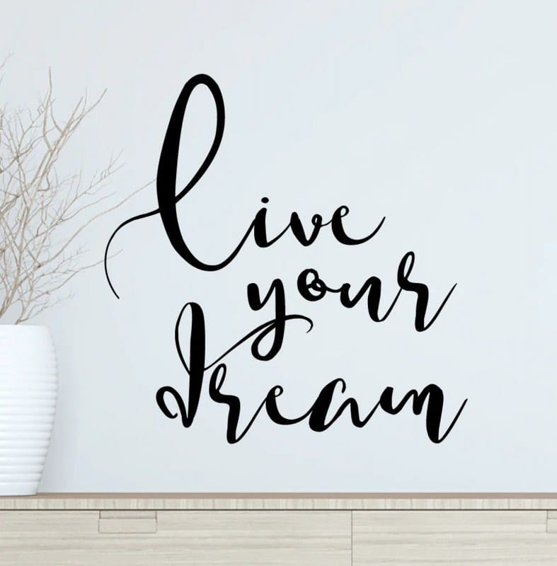 Live Your Dream Sticker wall art 55x55 cm Black
