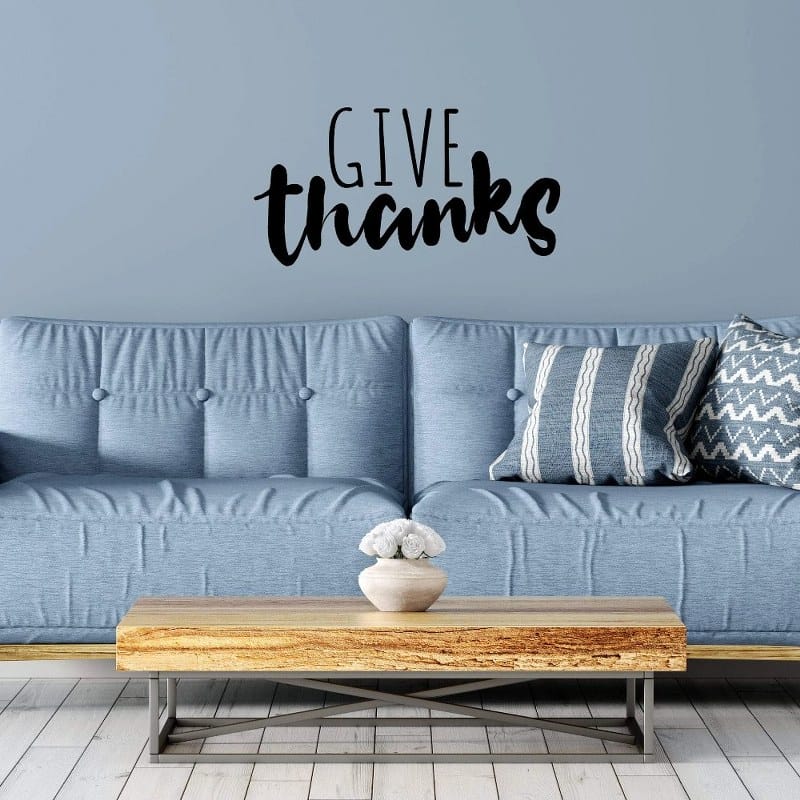 Give Thanks Sticker wall art 55x45 cm Black