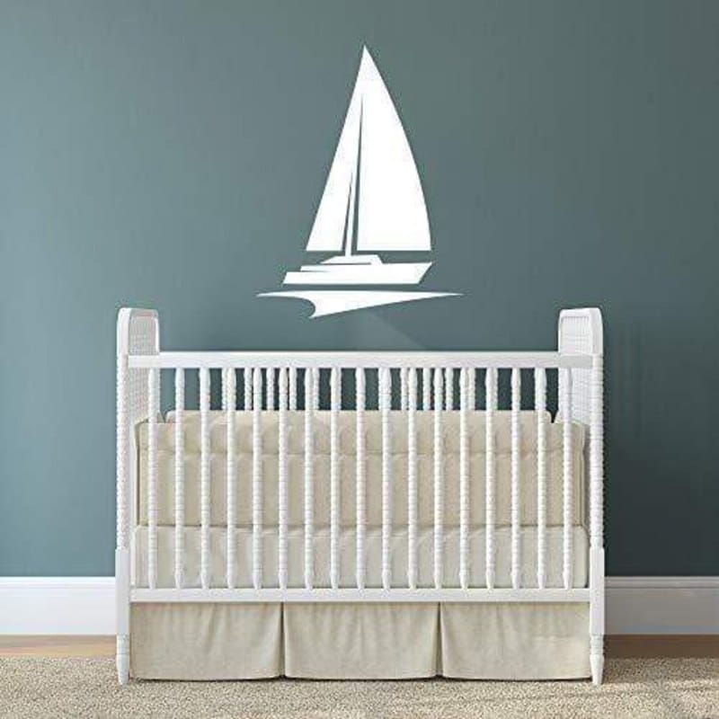 Sailboat wall Sticker art 75x55 cm White