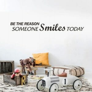 Be The Reason Someone Smiles Today wall Sticker art 55x20 cm Black